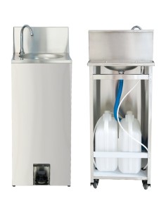 Foot Operated Mobile Wash Basin with Backsplash Paper Towel Dispenser & Castors Stainless Steel | DA-WHF278 2