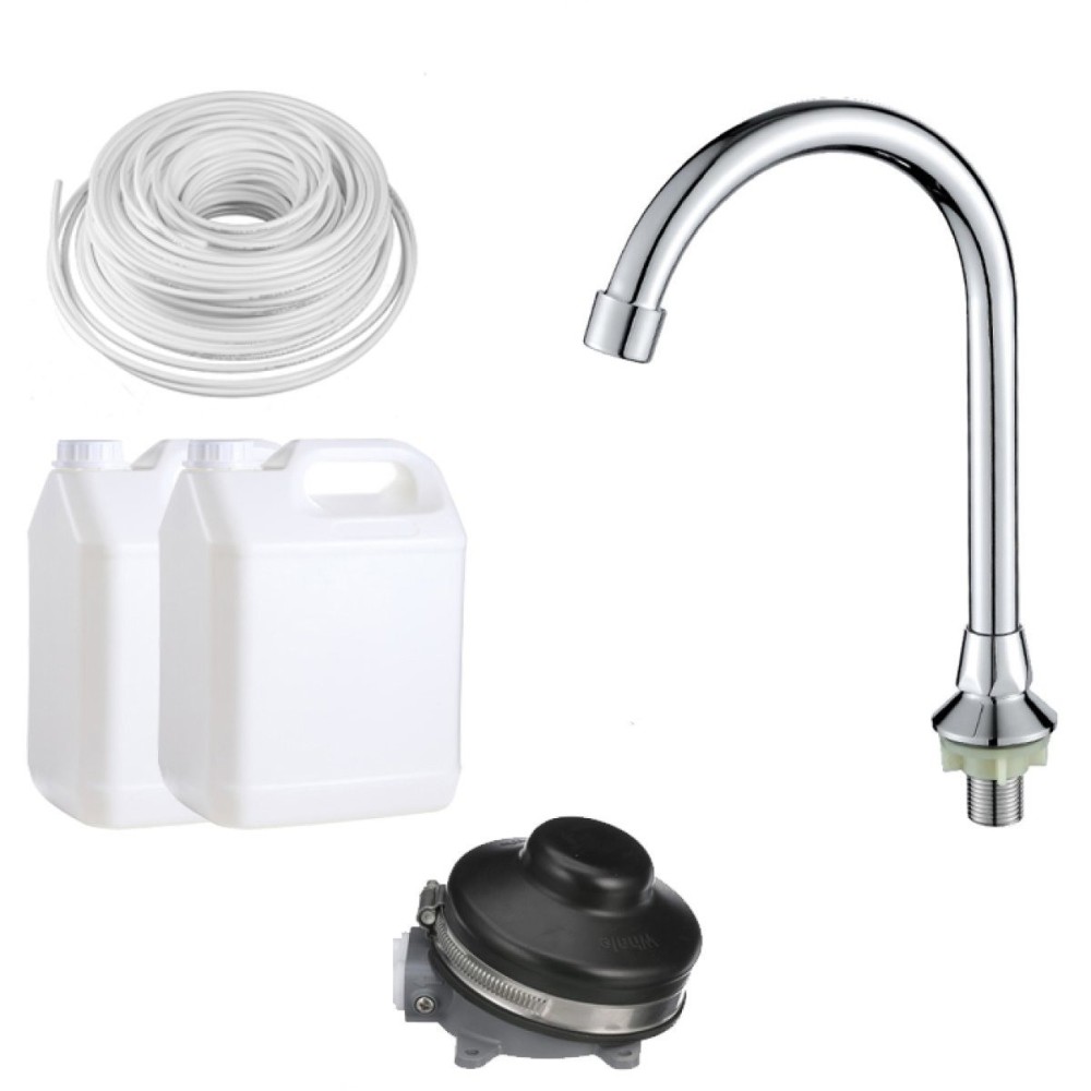 Foot Operated Mobile Wash Basin with Backsplash Paper Towel Dispenser & Castors Stainless Steel | DA-WHF278