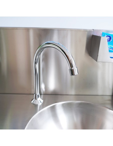Foot Operated Mobile Wash Basin with Backsplash Paper Towel Dispenser & Castors Stainless Steel | DA-WHF278
