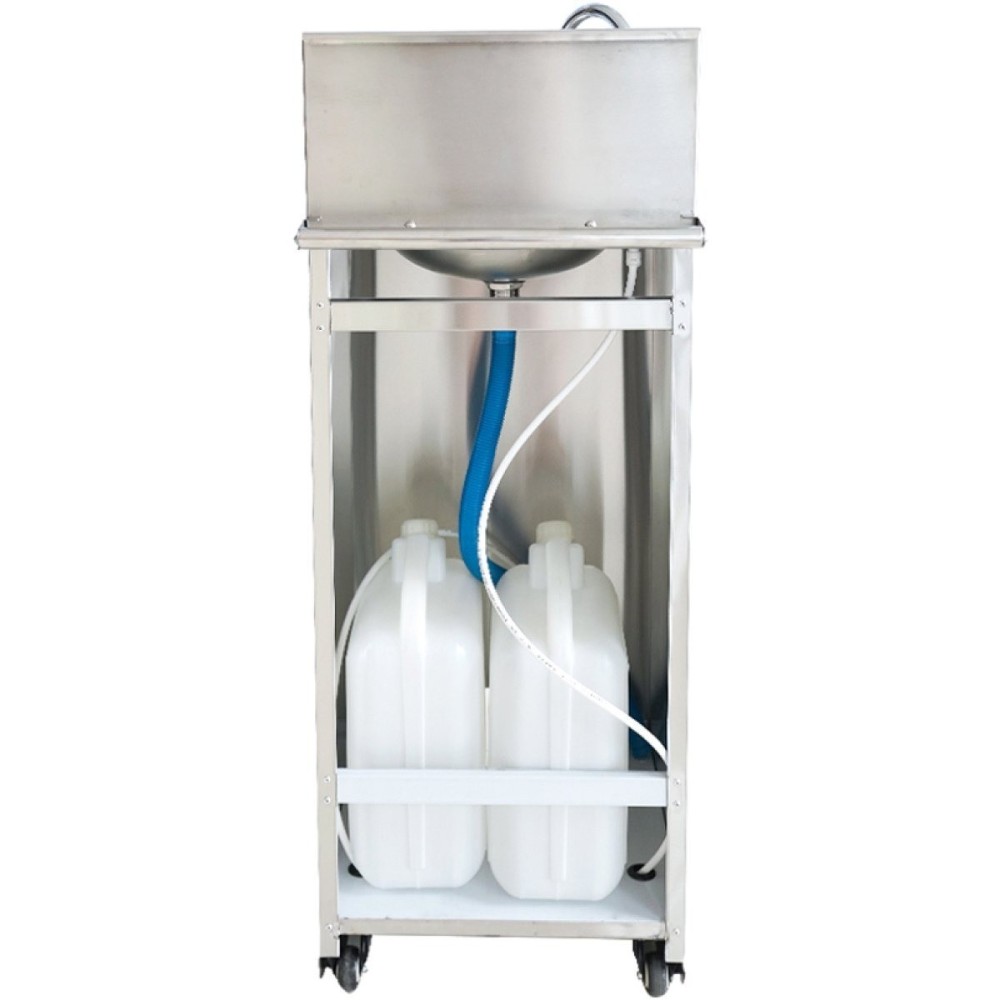 Foot Operated Mobile Wash Basin with Backsplash Paper Towel Dispenser & Castors Stainless Steel | DA-WHF278