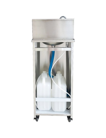 Foot Operated Mobile Wash Basin with Backsplash Paper Towel Dispenser & Castors Stainless Steel | DA-WHF278