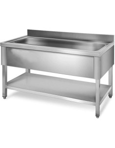 Commercial Pot Wash Sink Stainless steel 1 bowl Bottom shelf Splashback 1200mm Depth 700mm | DA-THSTR127BM1