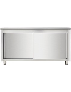 Commercial Worktop Floor Cupboard Sliding doors Stainless steel Width 1400mm Depth 700mm | Stalwart DA-THASR147
