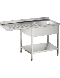 Commercial Sink for dishwashers 1 bowl Right Bottom shelf Splashback 1200mm Depth 700mm | Stalwart DA-VSH127RBS