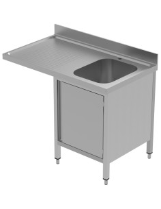 Commercial Sink for dishwashers with Cupboard 1 bowl Right Splashback 1200mm Depth 700mm | DA-VSCH127RBS