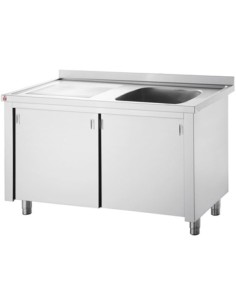 Commercial Sink with Cupboard Stainless steel 1 bowl Right Splashback Width 1200mm Depth 700mm | DA-THSSR127BR1