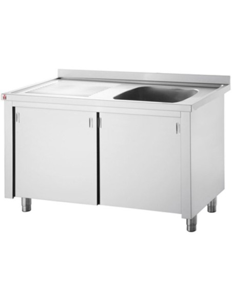 Commercial Sink with Cupboard Stainless steel 1 bowl Right Splashback Width 1200mm Depth 700mm | DA-THSSR127BR1