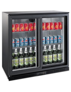 Back bar cooler 2 sliding doors 200 litres Black | Stalwart DA-GN220HS