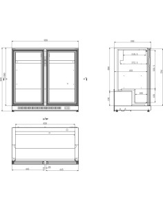Back bar cooler 2 hinged doors 220 litres Black, height 850mm 2