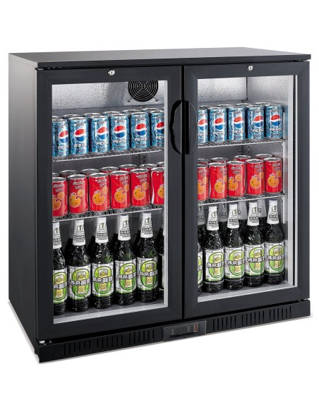 Back bar cooler 2 hinged doors 200 litres Black | Stalwart DA-GN220H