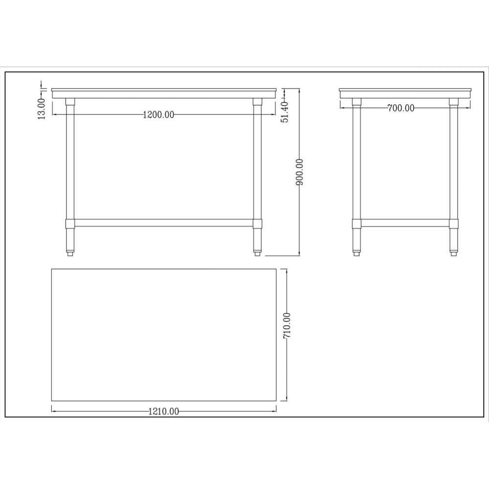 Commercial Stainless Steel Cutting Board Table 1200x700x900mm | Stalwart DA-WTC701202G