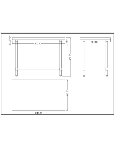 Commercial Stainless Steel Cutting Board Table 1200x700x900mm | Stalwart DA-WTC701202G