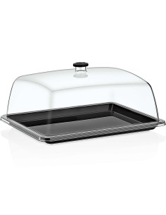 Polycarbonate Gastronorm Tray with Dome cover GN1/3 Black | Stalwart DA-GFT13BL-GF13