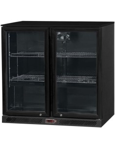 Back bar cooler 2 hinged doors 220 litres Black | Stalwart DA-BLBC02PP