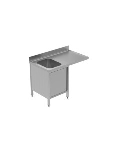 Commercial Sink for dishwashers with Cupboard 1 bowl Left Splashback 1200mm Depth 700mm | DA-THSSR127SBL1