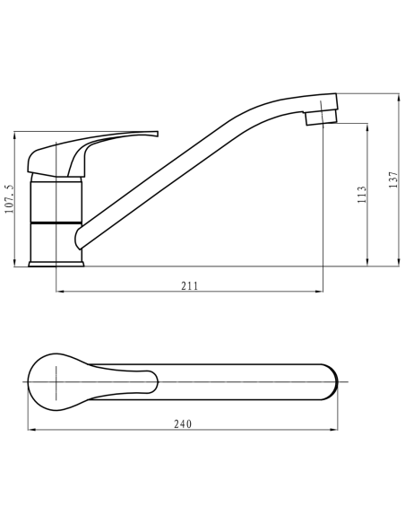 Kitchen Sink Mixer Tap Single lever Chrome | DA-50128000
