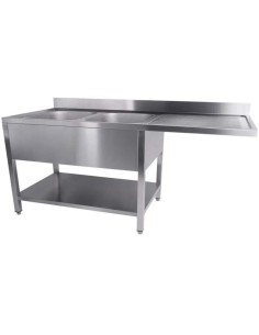 Commercial Sink for dishwashers 2 bowls Left Bottom shelf Splashback 1600mm Depth 700mm | Stalwart DA-THSTR167SBL2