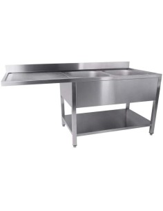 Commercial Sink for dishwashers 2 bowls Right Bottom shelf Splashback 1600mm Depth 700mm | Stalwart DA-THSTR167SBR2