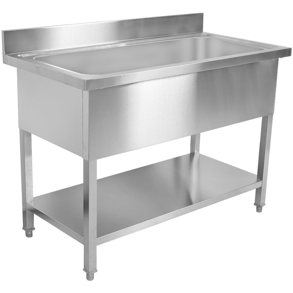 Commercial Pot Wash Sink Stainless steel 1 bowl Splashback 1500mm Depth 700mm Square legs | Stalwart DA-PSD15070