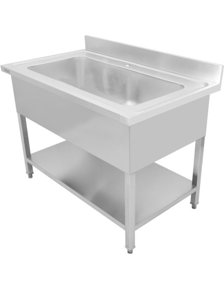 Commercial Pot Wash Sink Stainless steel 1 bowl Splashback 1500mm Depth 700mm Square legs | Stalwart DA-PSD15070