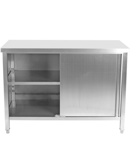 Commercial Worktop Floor Cupboard 2 sliding doors Stainless steel 1400x600x850mm | Stalwart DA-SCP14060
