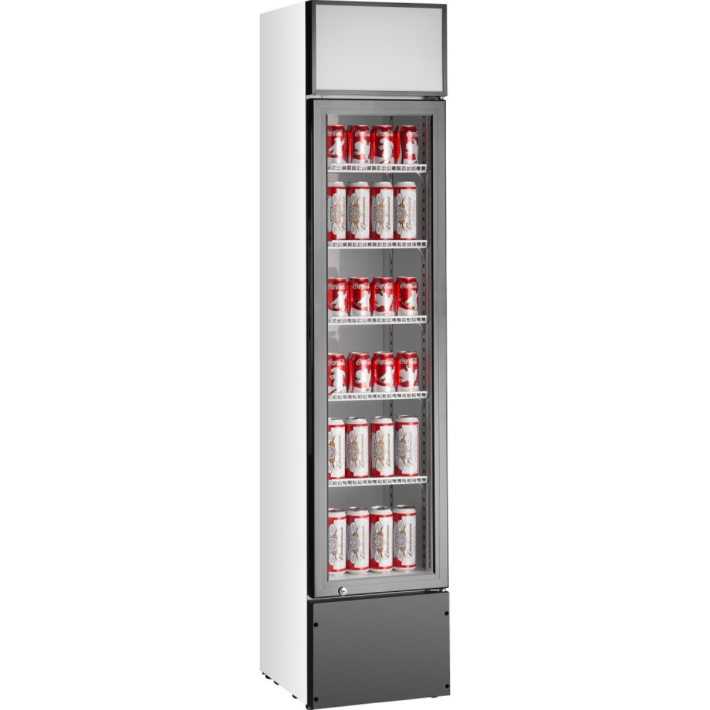 Commercial Glass Door Bottle cooler Upright 160 litres hinged Black and White | Stalwart SSP160FEA