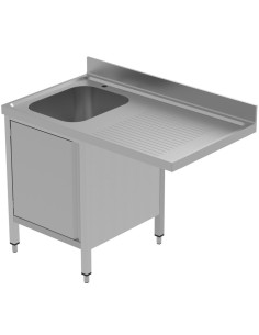Commercial Sink for dishwashers with Cupboard 1 bowl Left Splashback 1200mm Depth 600mm | DA-VSCH126LBS 2