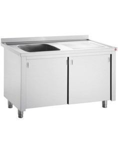 Commercial Sink with Cupboard Stainless steel 1 bowl Left Splashback Width 1200mm Depth 700mm | DA-VSC127LBS