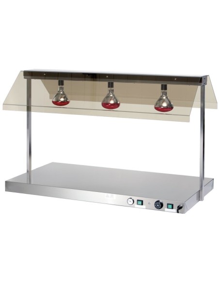 Buffet food warmer with gantry Stainless steel 3 infrared lamps Sneeze guards 3xGN1/1 | DA-WM3F