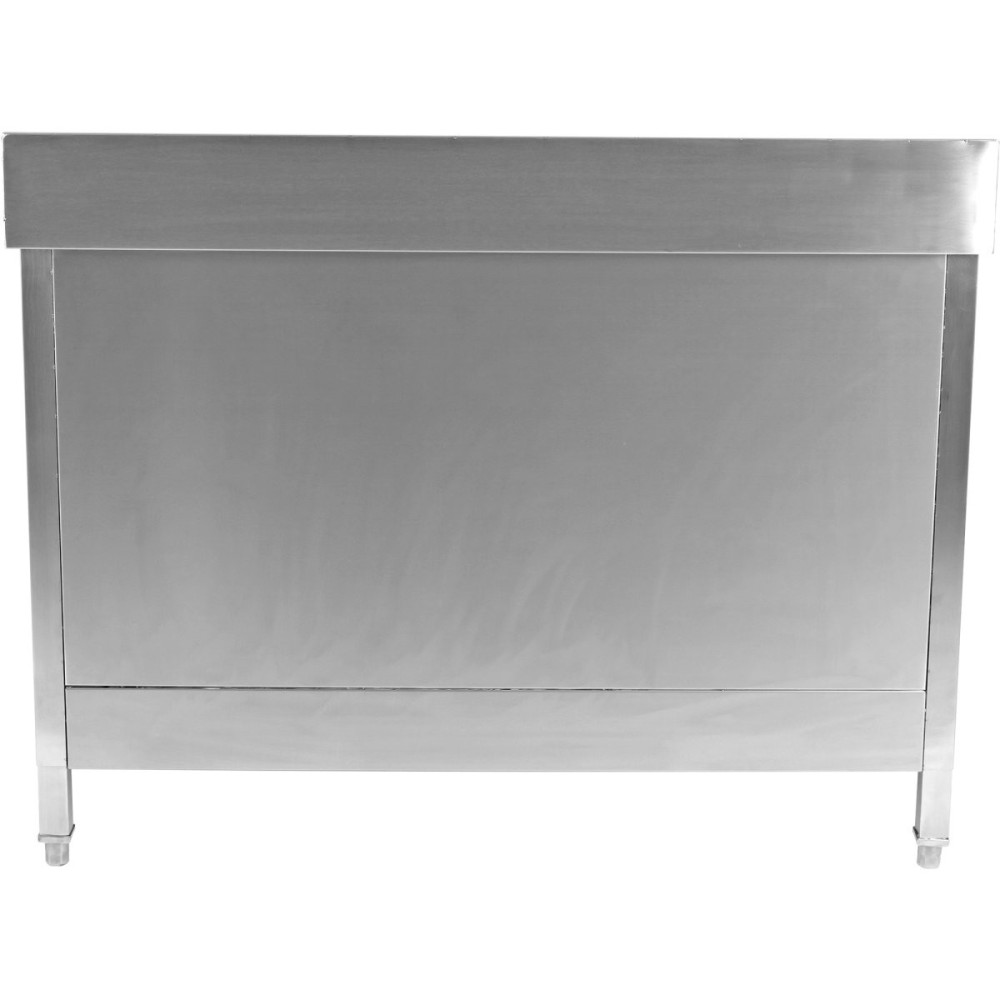 Commercial Worktop Floor Cupboard 2 sliding doors Stainless steel 1800x700x850mm Upstand | Stalwart DA-SCP18070B