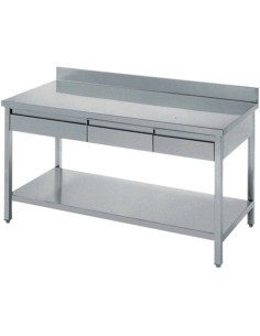 Professional Work table 3 drawers Stainless steel Bottom shelf Upstand 1800x600x900mm | Stalwart DA-THATS186A3D