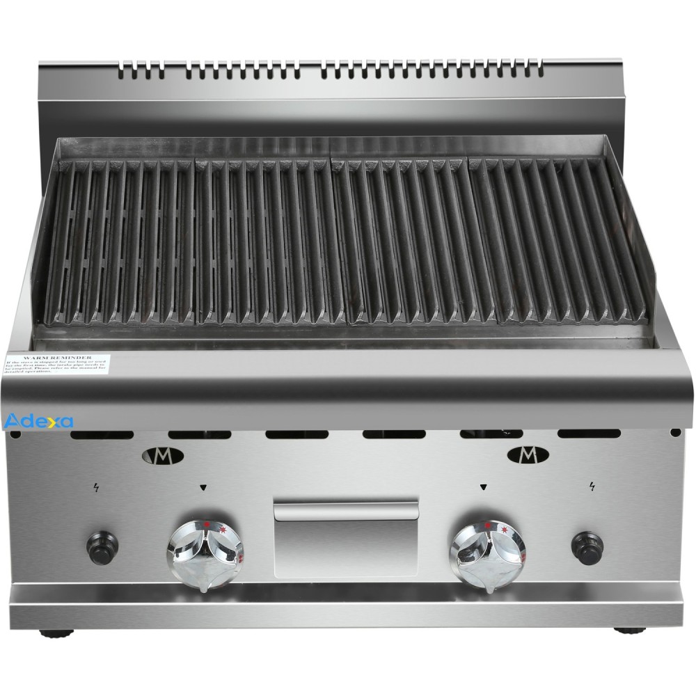 Commercial Gas Lava rock Grill 2 zones Countertop | Stalwart DA-HGL607