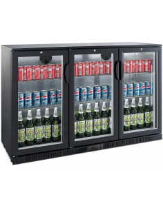 Back bar cooler 3 hinged doors 300 litres Black, height 850mm | Stalwart DA-BC03PP85