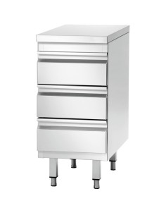 Commercial drawer cabinet Stainless steel 3 drawers Width 500mm Depth 600mm | Stalwart DA-THSS3R56