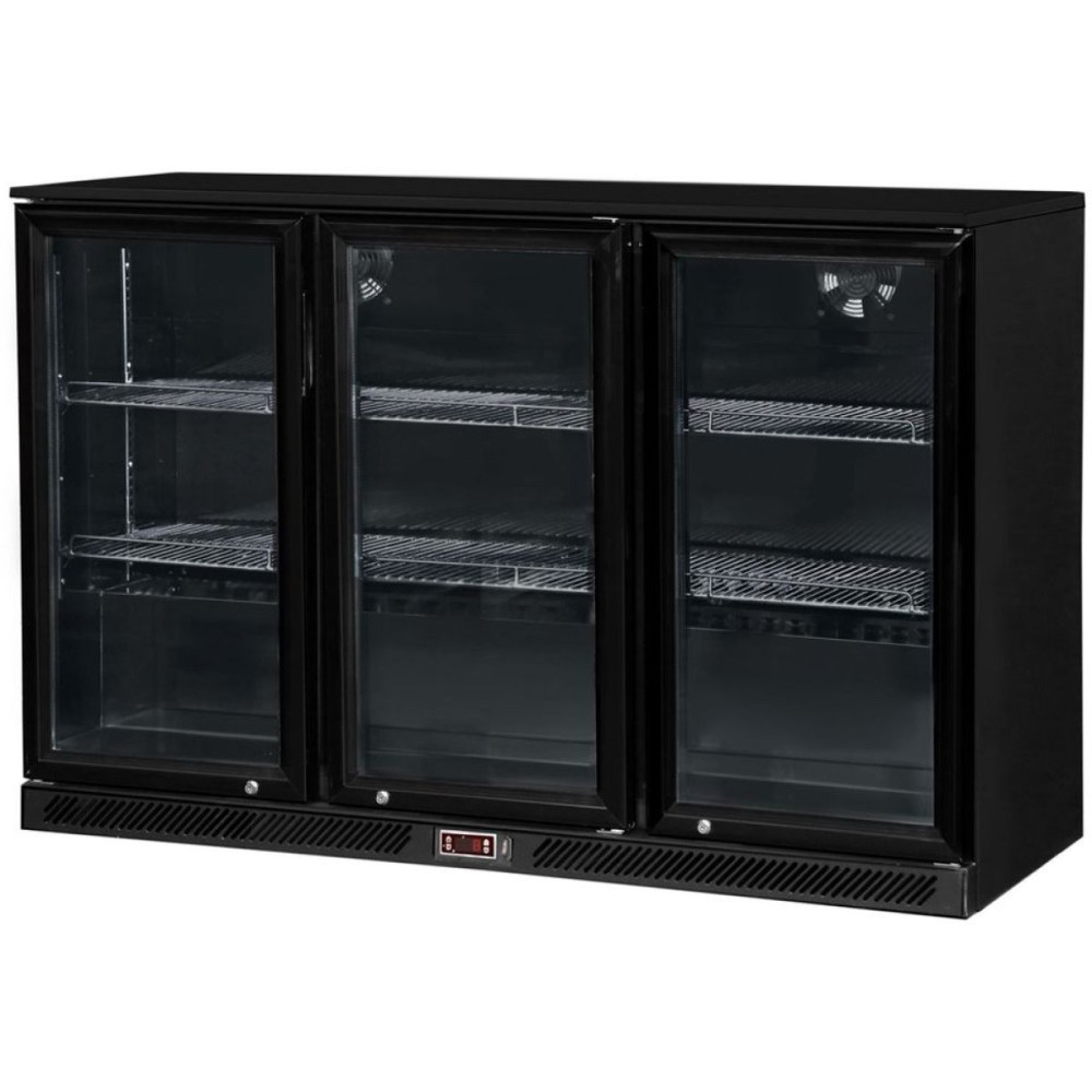 Back bar cooler 3 hinged doors 312 litres Black | Stalwart DA-BLBC03PP