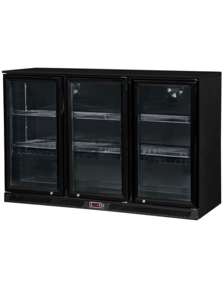 Back bar cooler 3 sliding doors 300 litres Black | Stalwart DA-BLBC03PS