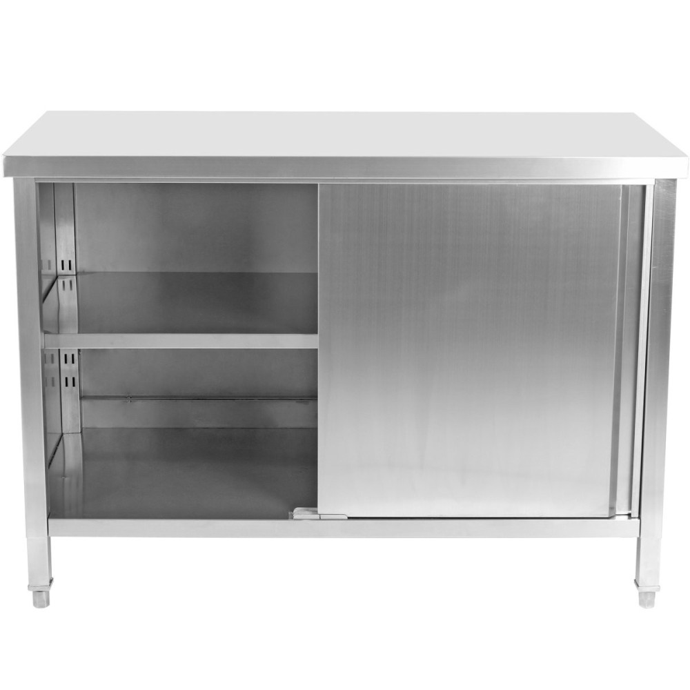 Commercial Worktop Floor Cupboard Sliding doors Stainless steel 1800x700x850mm | Stalwart DA-VTC187SL