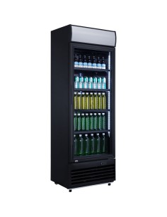 Commercial Drink cooler Upright 332 litres Static cooling Hinged glass door Black Canopy light | Stalwart DA-LG332BBLACK