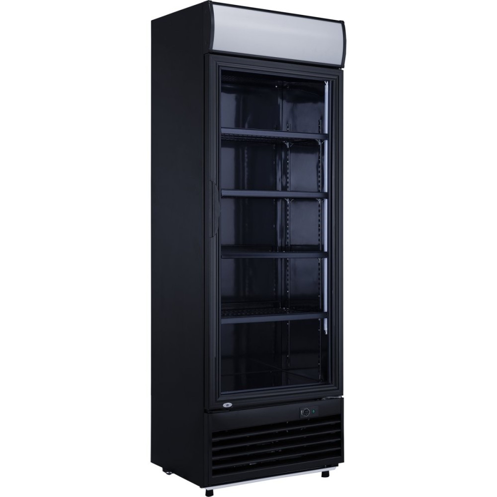 Commercial Drink cooler Upright 382 litres Static cooling Hinged glass door Black Canopy light | Stalwart DA-LG382BBLACK