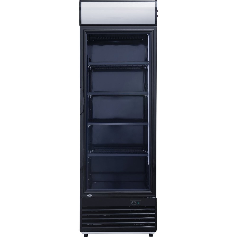 Commercial Drink cooler Upright 382 litres Static cooling Hinged glass door Black Canopy light | Stalwart DA-LG382BBLACK