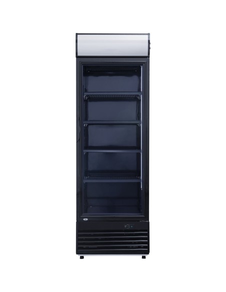 Commercial Drink cooler Upright 382 litres Static cooling Hinged glass door Black Canopy light | Stalwart DA-LG382BBLACK