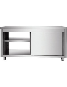 Commercial Pass through Worktop Floor Cupboard Sliding doors Stainless steel 1600x600x850mm | Stalwart DA-VTC166SLS