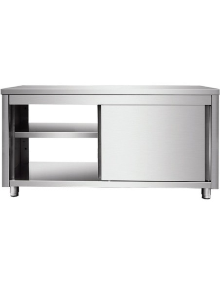 Commercial Pass through Worktop Floor Cupboard Sliding doors Stainless steel 1600x600x850mm | Stalwart DA-VTC166SLS