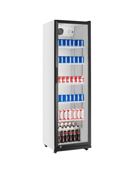 Commercial Bottle cooler Upright 210 litres Single hinged glass door Black&ampWhite | Stalwart DA-SSP390FEB