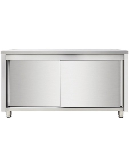 Commercial Worktop Floor Cupboard Sliding doors Stainless steel Width 2000mm Depth 600mm | DA-VTC206SL