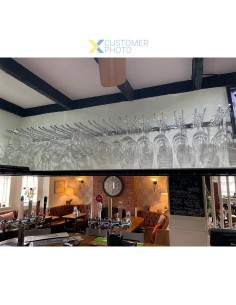 Wine Glass Rack Silver Wall mounted Length 300mm 15 wine glasses | Stalwart DA-WGA58500300S 2