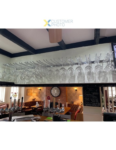 Wine Glass Rack Silver Wall mounted Length 300mm 15 wine glasses | Stalwart DA-WGA58500300S