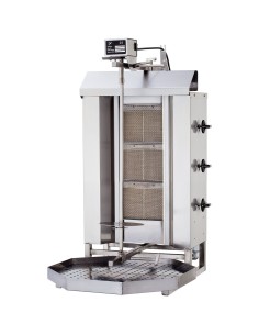 Commercial Gyros Kebab grill Gas 3 burners 10.5kW Fixed body Top motor | Stalwart DN220