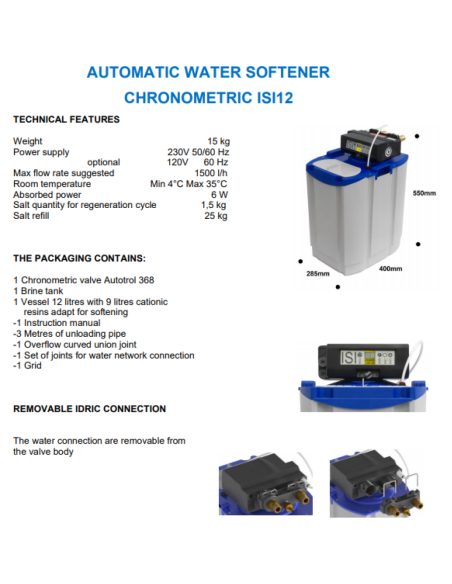 Commercial Automatic Water Softener Chronometric ISI Vessel 12 Litres | Stalwart DA-ABS07AG