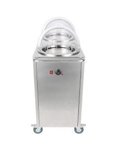 Heated Plate dispenser trolley Stainless steel 12''/300mm 2x50 plates with Rolltop Cover | Stalwart DA-TDDS2C